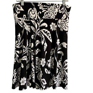 Thyme + Honey Black and White Floral Skirt Women's Medium